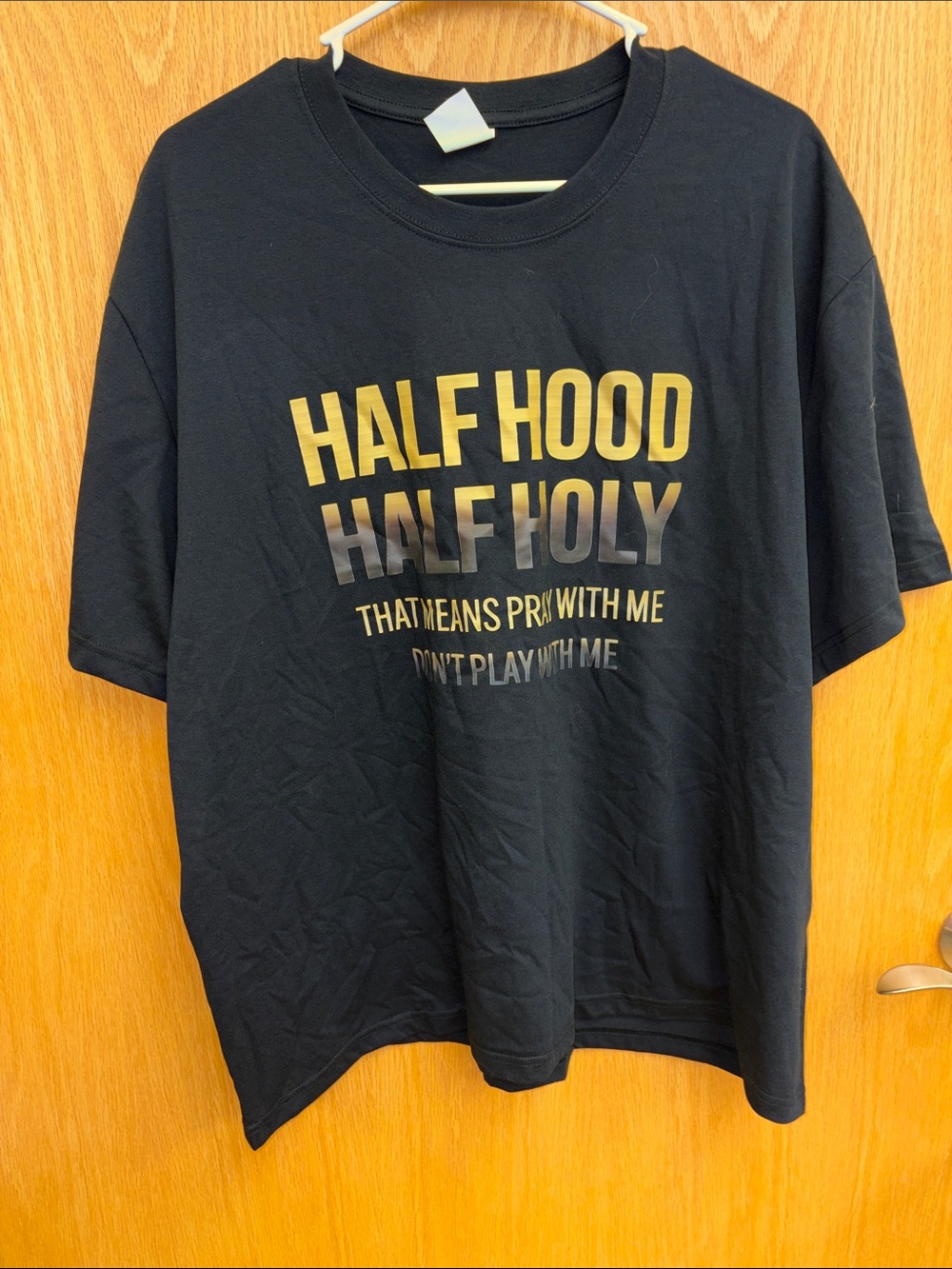“Half Hood Half Holy" Black Graphic Tee